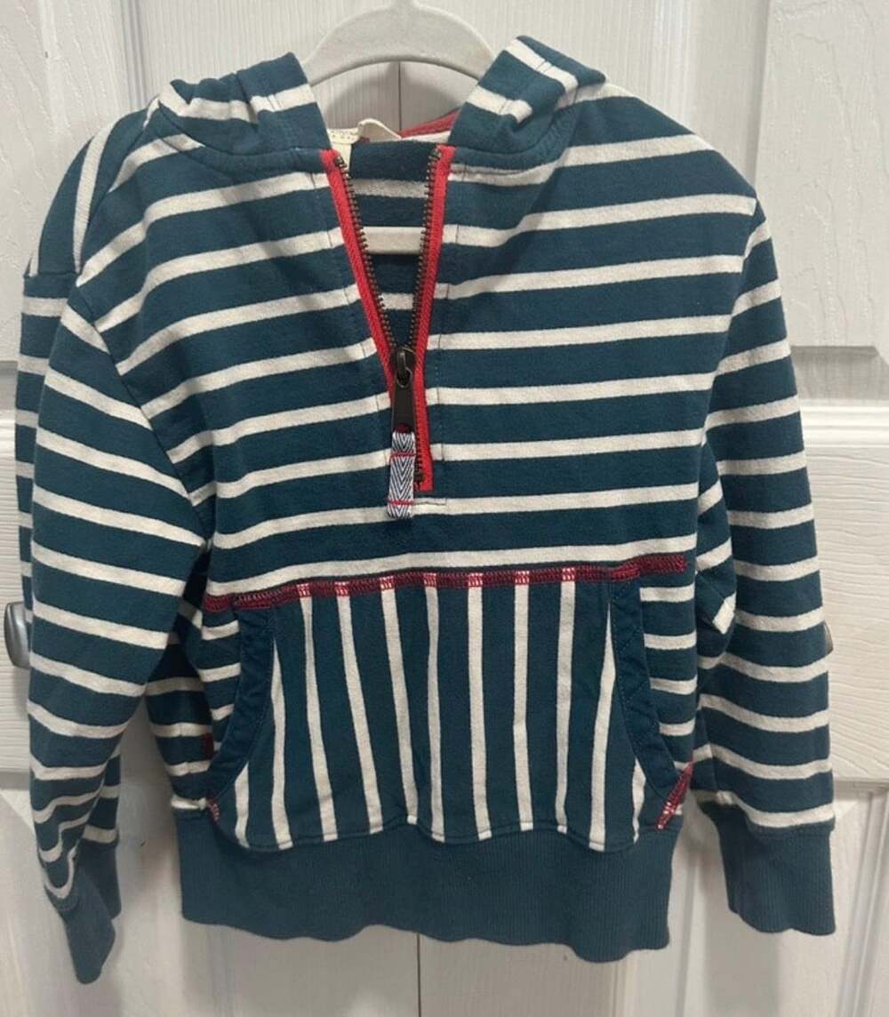 Matilda Jane Hoodie Size 2T Blue White Striped Quarter Zip
